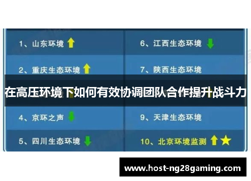在高压环境下如何有效协调团队合作提升战斗力