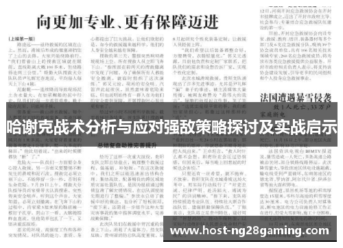 哈谢克战术分析与应对强敌策略探讨及实战启示
